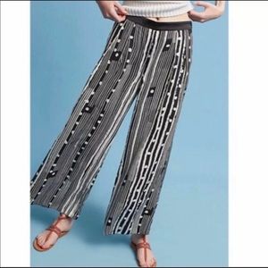 Anthropologie Elevenses black striped side leg pants size M